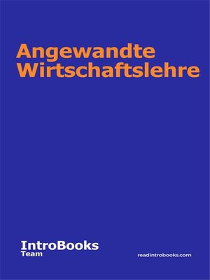 cover image of Angewandte Wirtschaftslehre